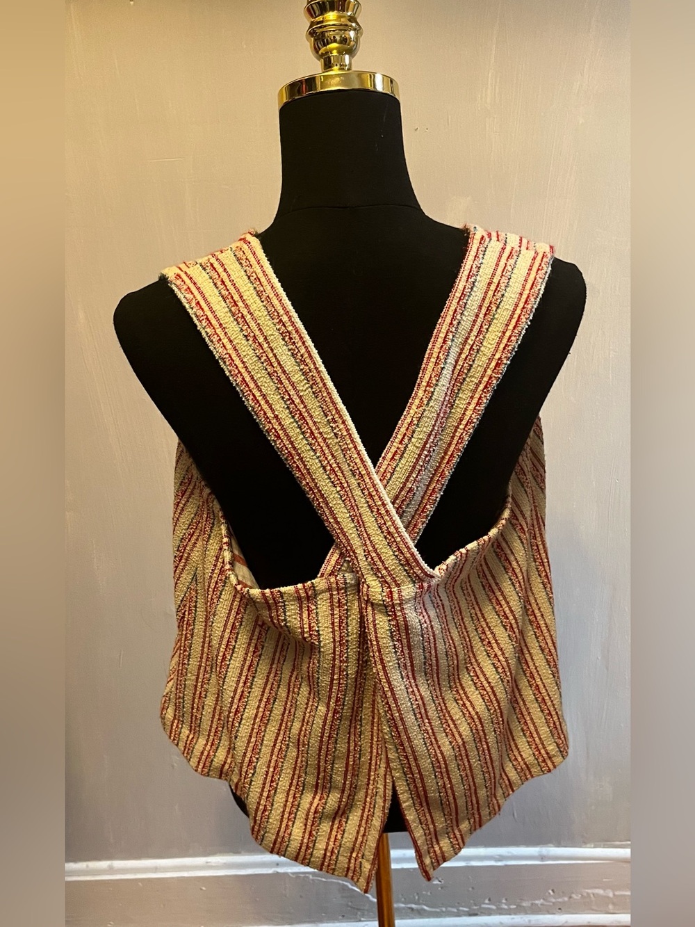 Madewell Boucle Stripe Cross Back Textured Knit Tank Top Size XL - Picture 3 of 10